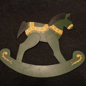 60s 70s Thin Wooden Rocking Horse Hanging